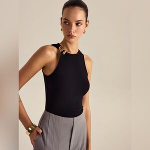 Commense NWT black  Sleeveless Top with Gold Accents